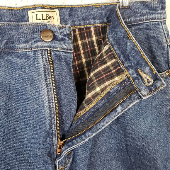 LL Bean Relaxed Fit Flannel Fleece Lined Jeans Men's 36x30 Blue - Picture 3 of 11